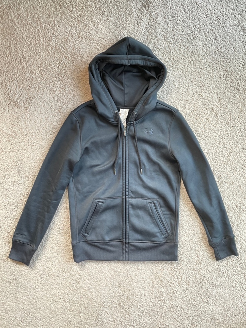 Under Armour Black Fleece Lined Zip Up Long Sleeve Hoodie Jacket Size XS